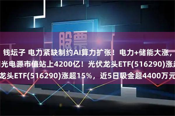 钱坛子 电力紧缺制约AI算力扩张!电力+储能大涨,特变电工涨超5%,阳光电源市值站上4200亿!光伏龙头ETF(516290)涨超15%,近5日吸金超4400万元